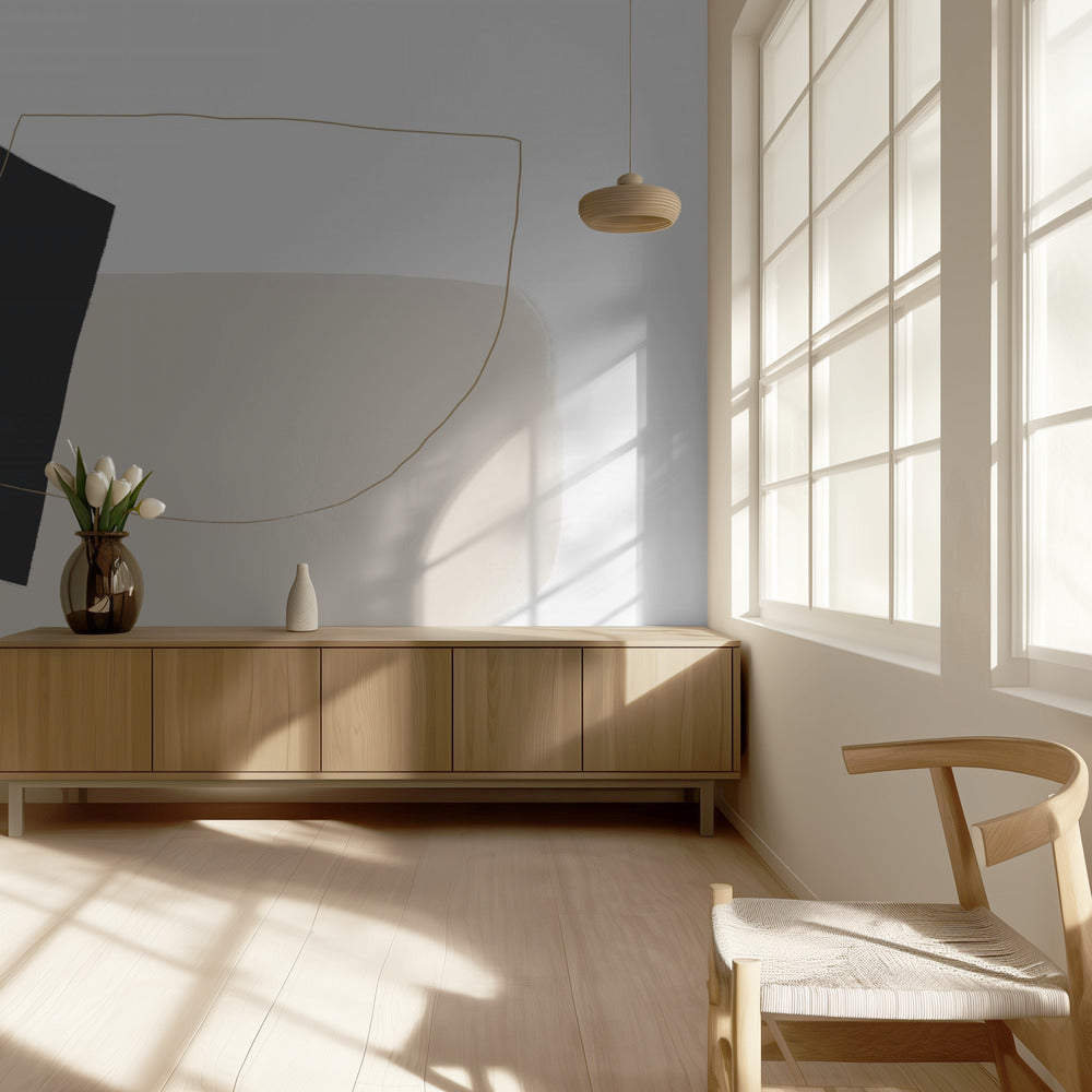 Geometrische Formen und einfache Linien in neutralen Tönen | Tapete