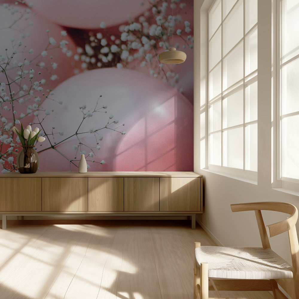 Rosa Luftballons mit Blume | Tapete