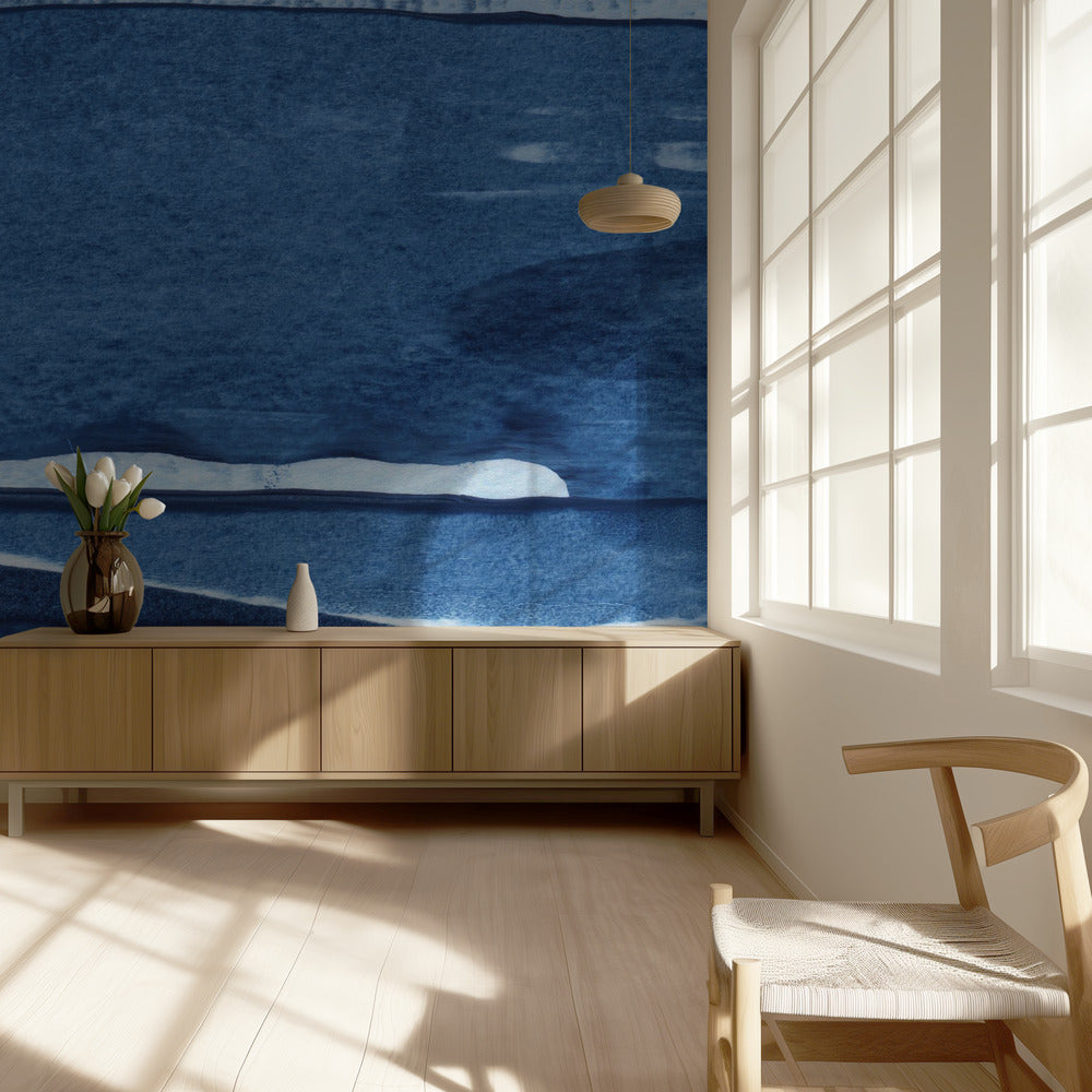 Blaue Aquarellwellen | Tapete