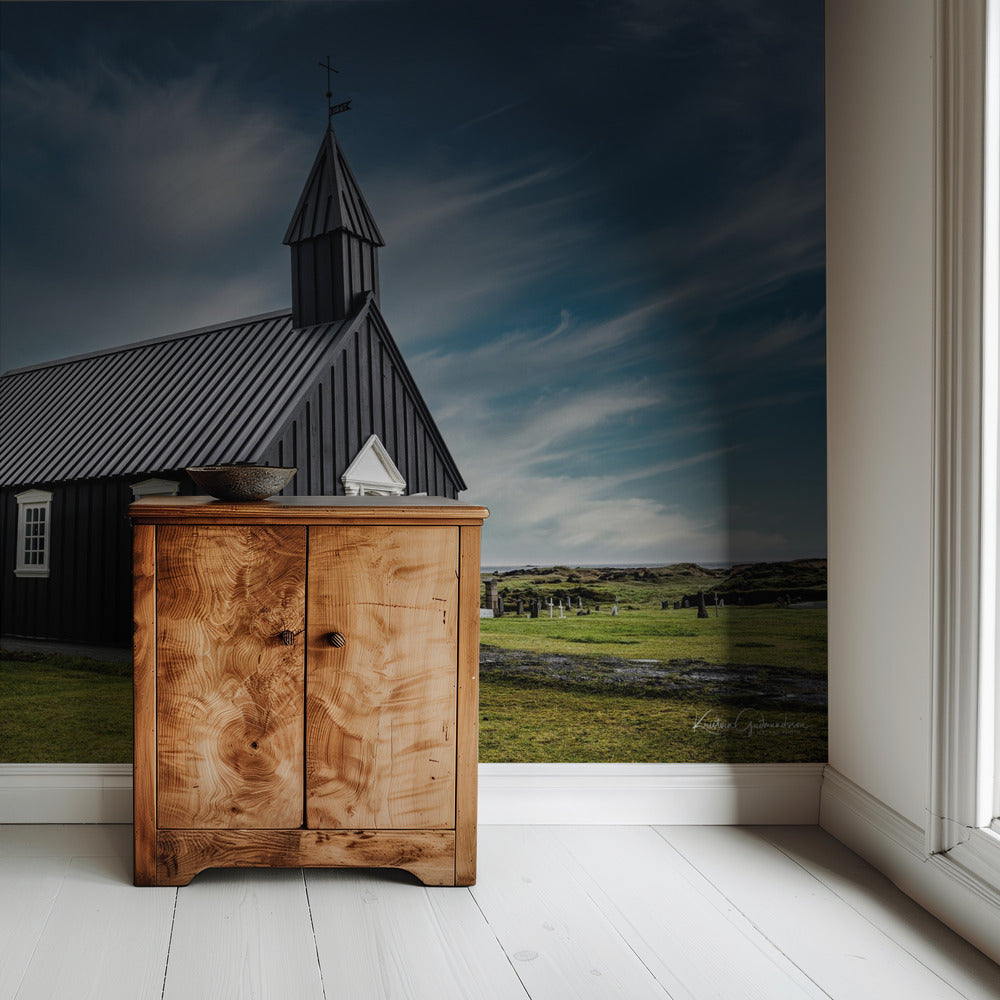 Schwarze Kirche in Island | Hintergrundbild