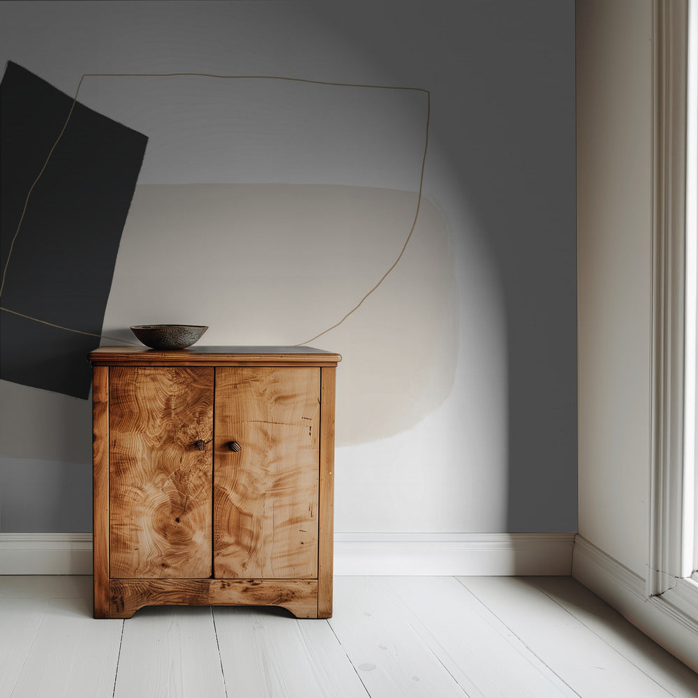 Geometrische Formen und einfache Linien in neutralen Tönen | Tapete