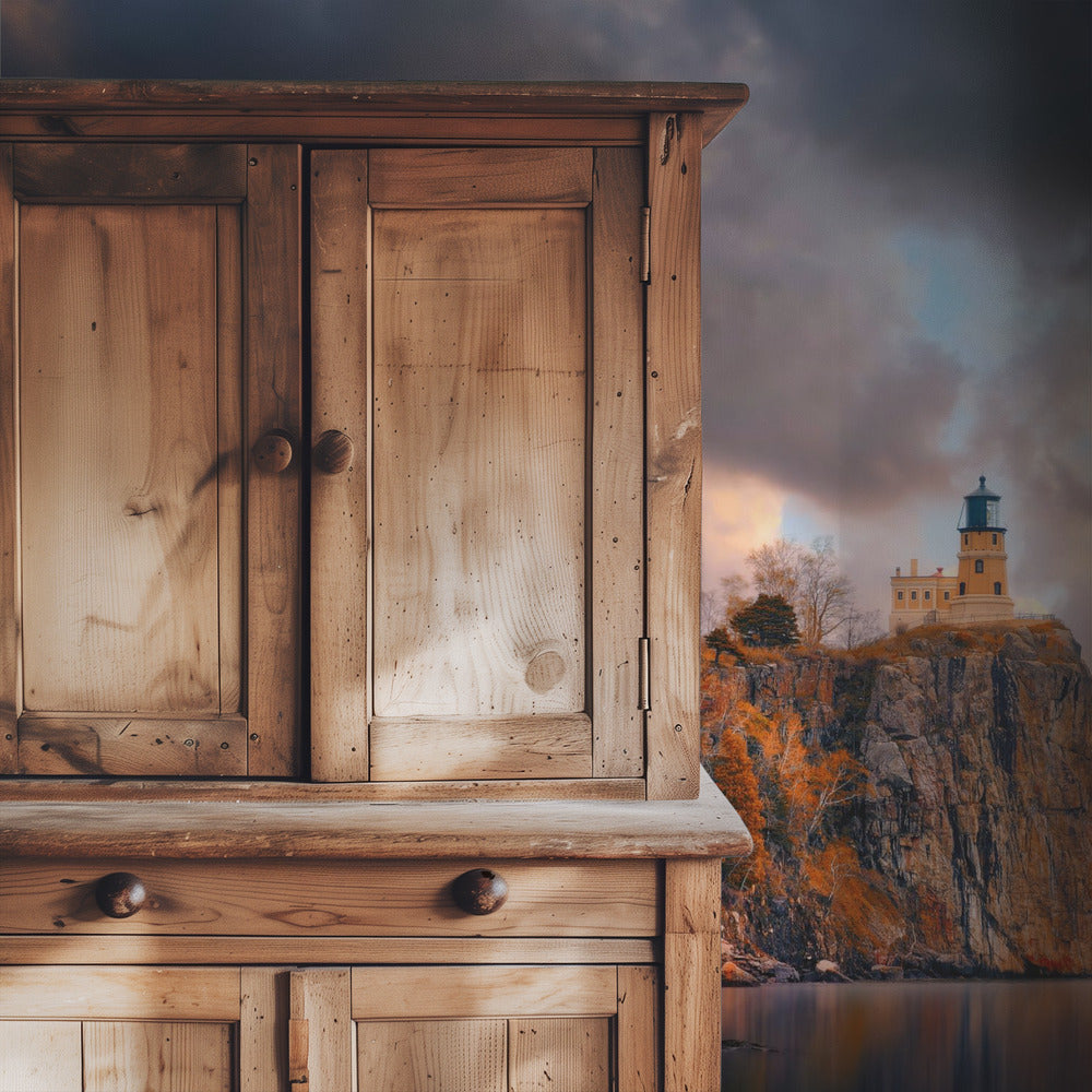 Ein bewölkter Tag am Leuchtturm von Split Rock | Hintergrundbild