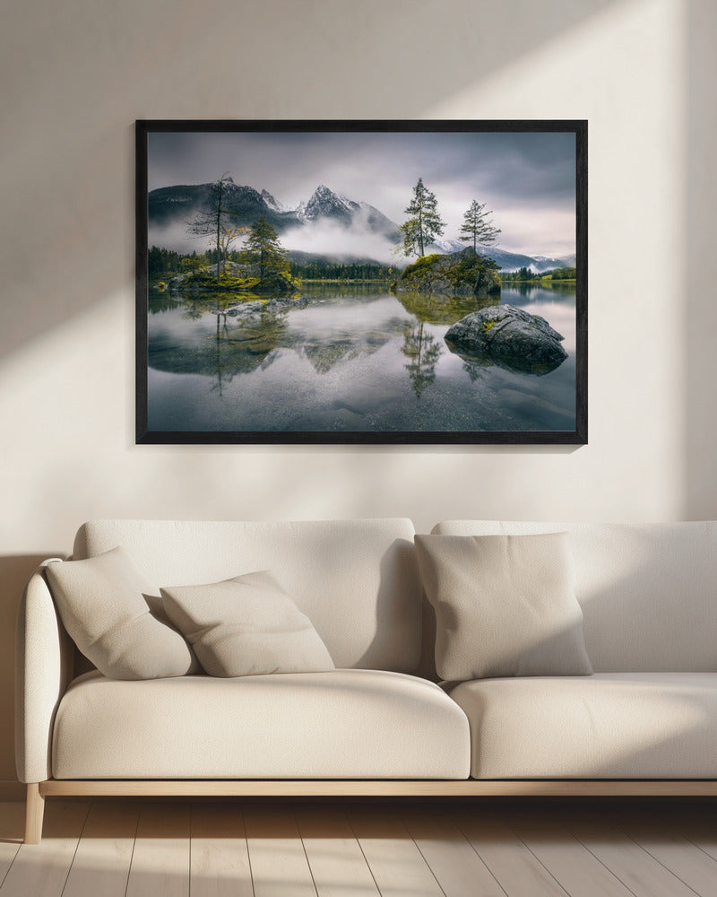 Regenmorgen am Hintersee (Bayern) | Leinwand