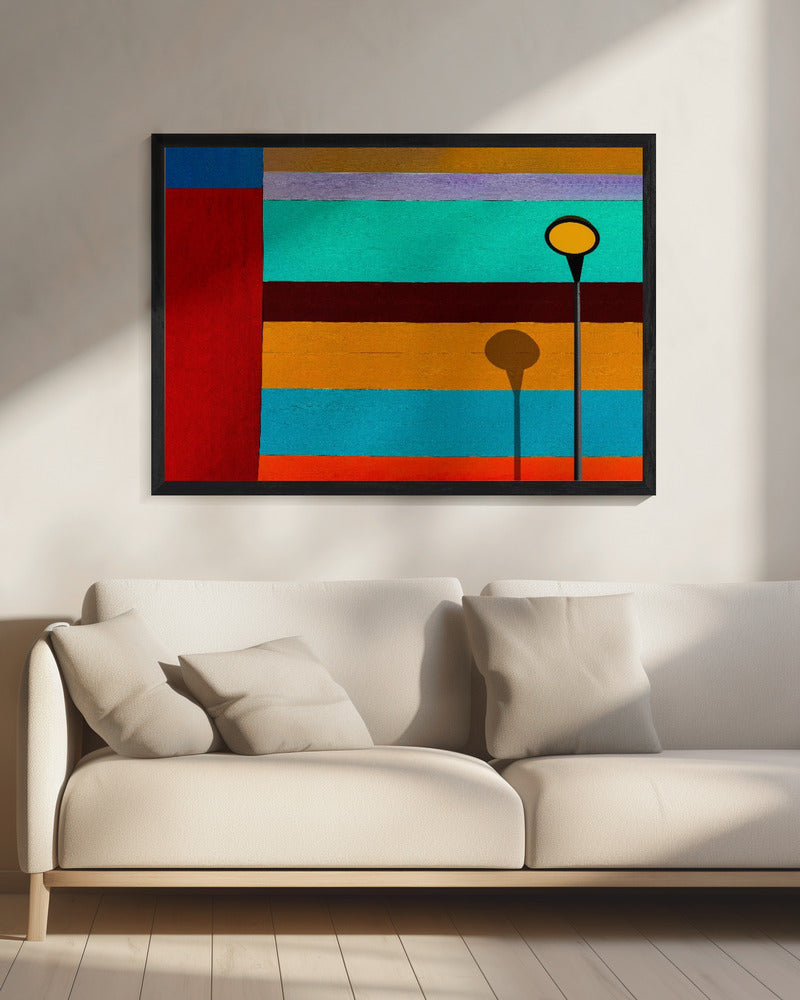 Lampe und gestreifte Wand | Leinwand