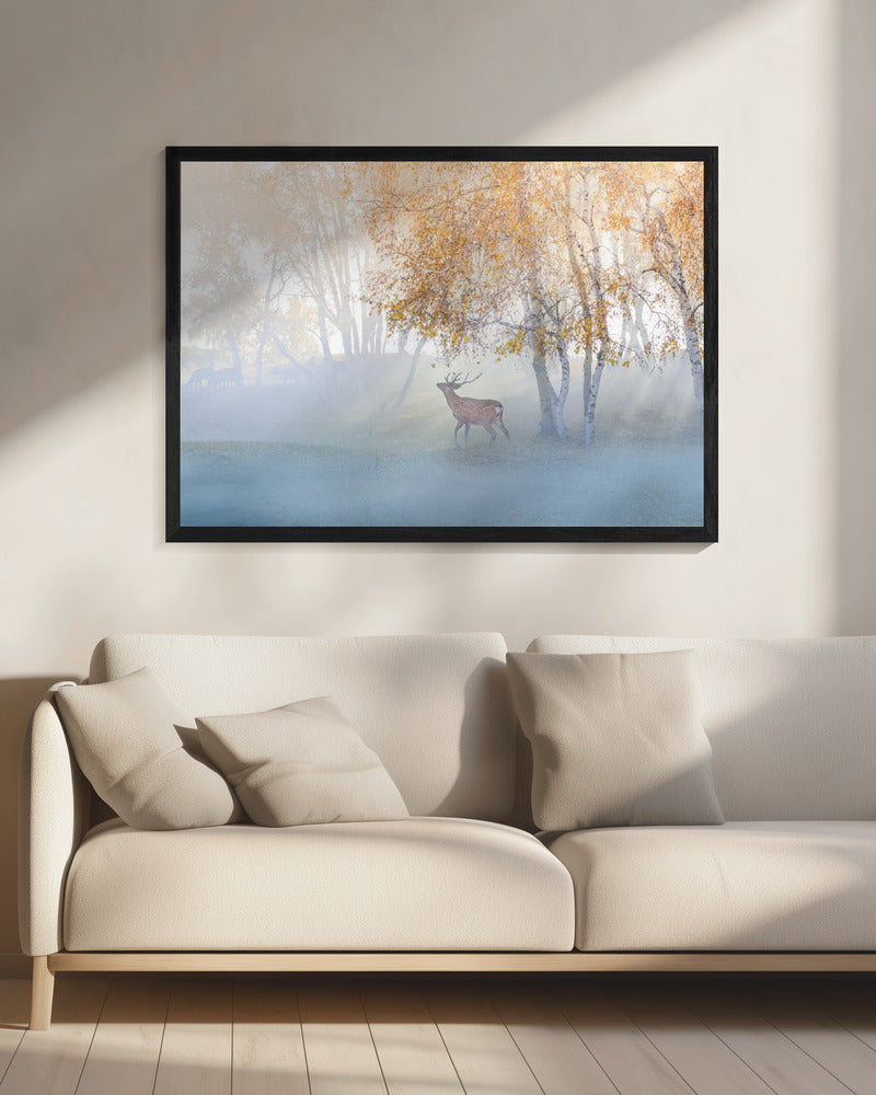 Elch im Nebel verloren | Leinwand