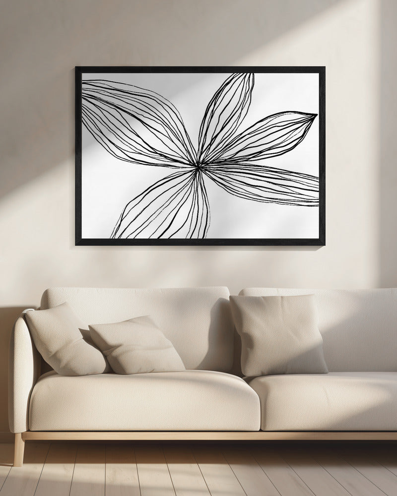 Minimalistische schwarz-weiße Blütenblätter | Leinwand