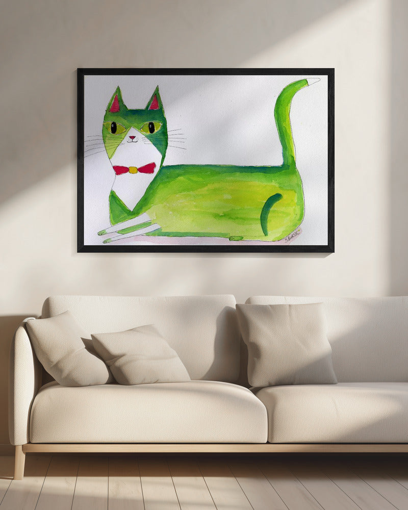 Die grüne Katze | Leinwand
