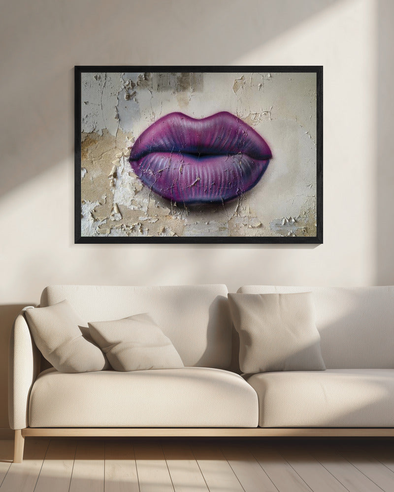 Lippen an der Wand | Leinwand
