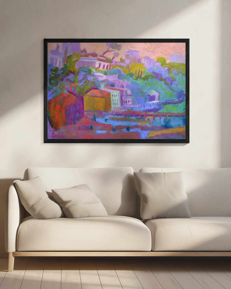 Bunte Hügelszene | Leinwand