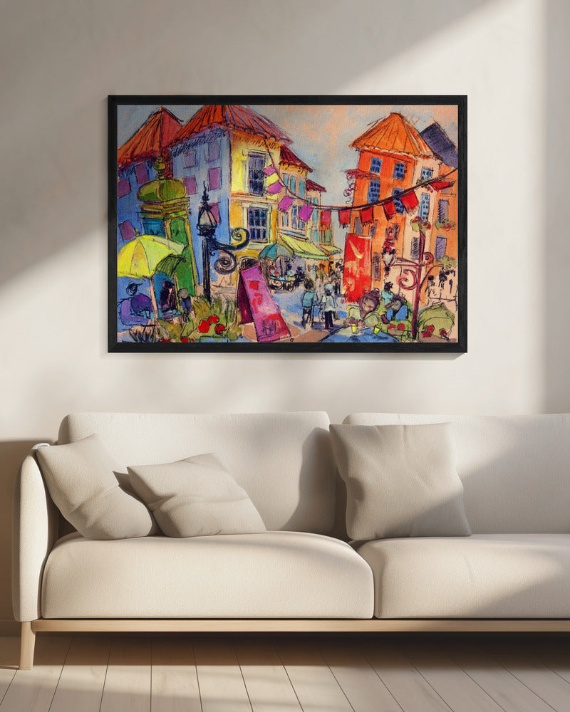 Lebendige Straßenszene | Leinwand