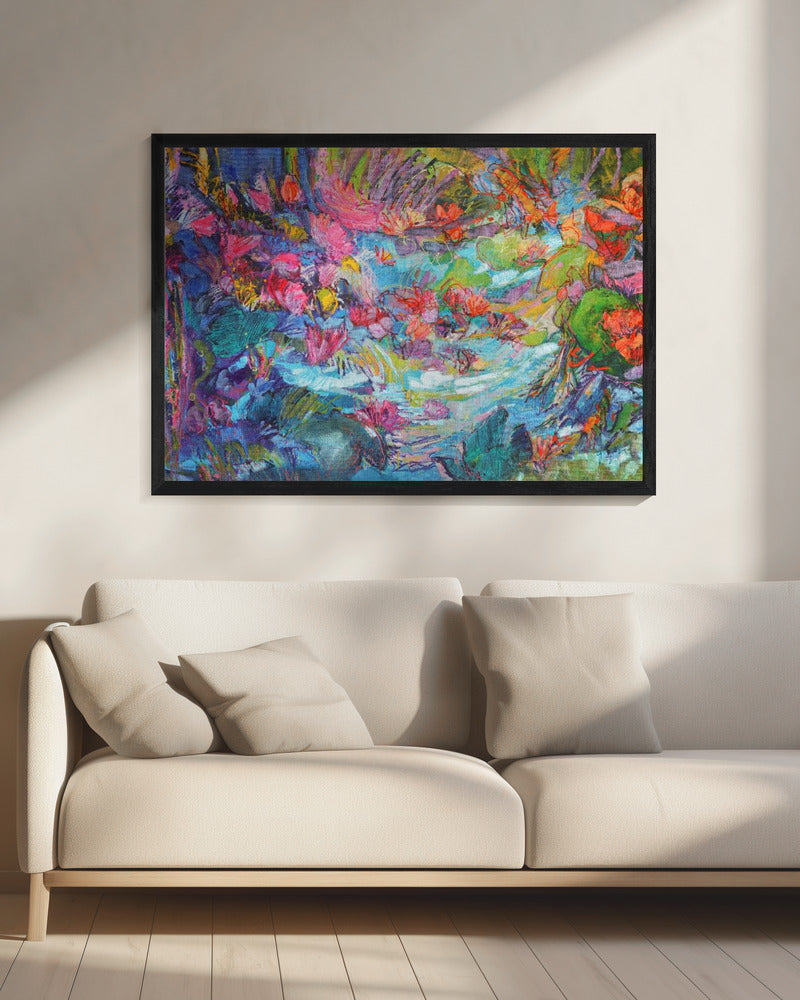 Lebendiger Gartenfluss | Leinwand