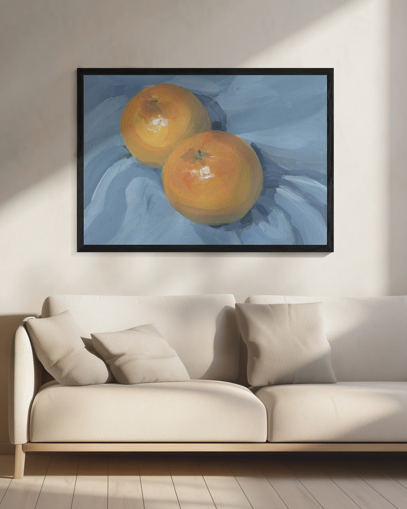 Orangen auf Blau | Leinwand