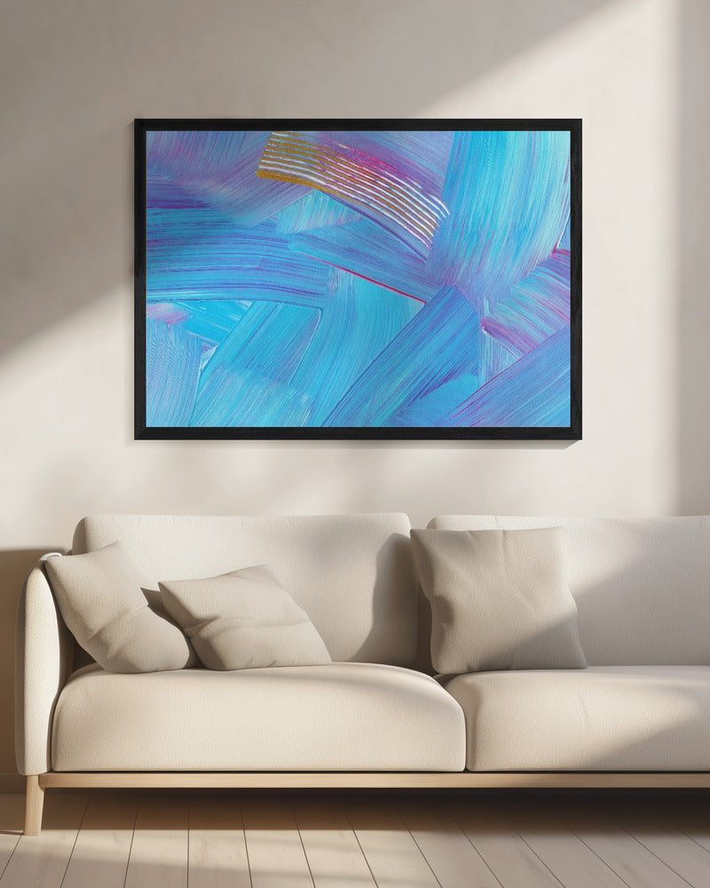 Leuchtend blaue Pinselstriche | Leinwand