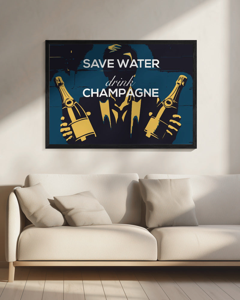 Wasser sparen - Champagner trinken | Leinwand