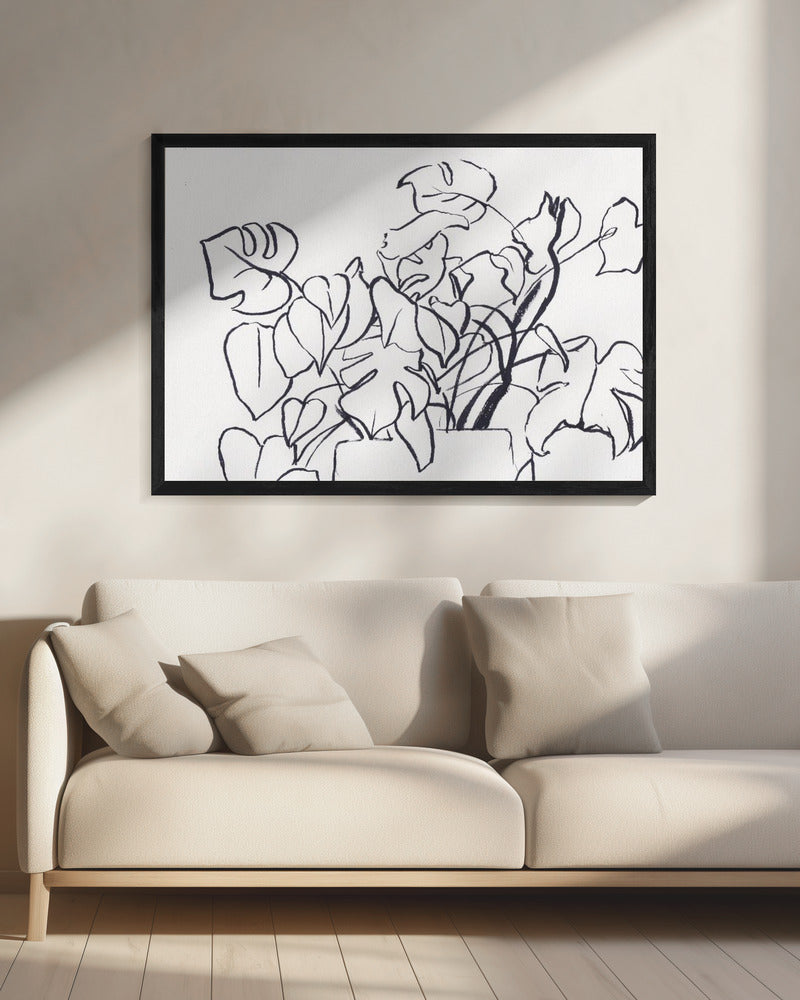 Black and White Monstera Large | Canvas