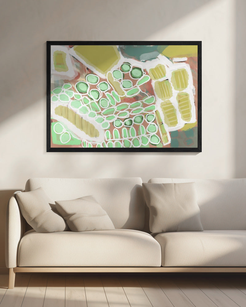 Abstract greens and gold | Canvas