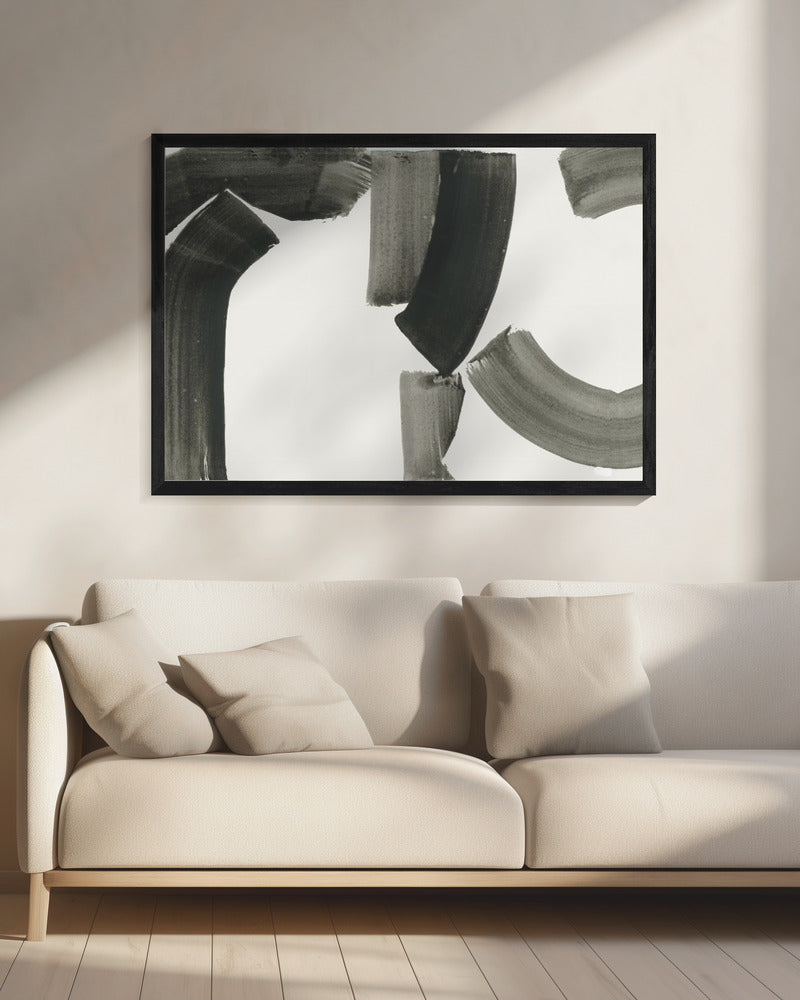 Monochrome abstrakte schwarze Formen 1 | Leinwand