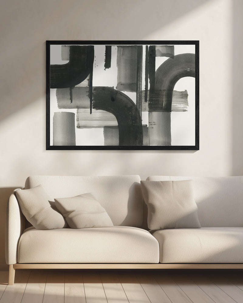 Monochrome abstrakte schwarze Formen 2 | Leinwand