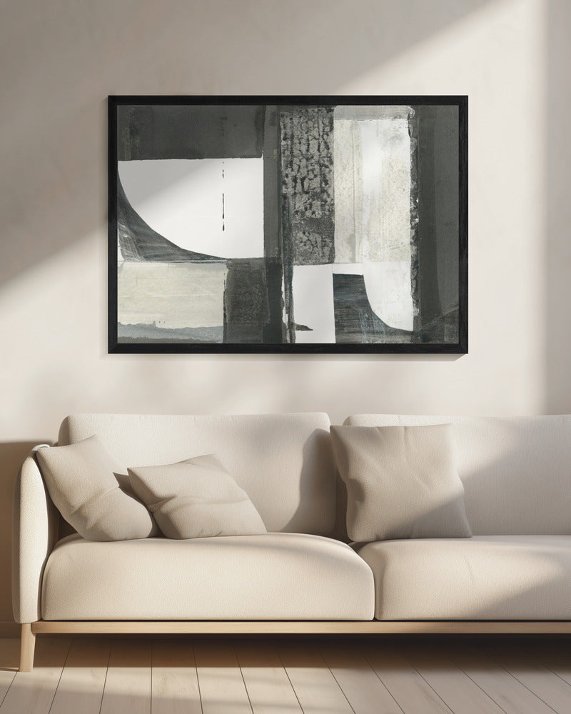 Monochrome schwarze abstrakte Formen Licht 2 | Leinwand