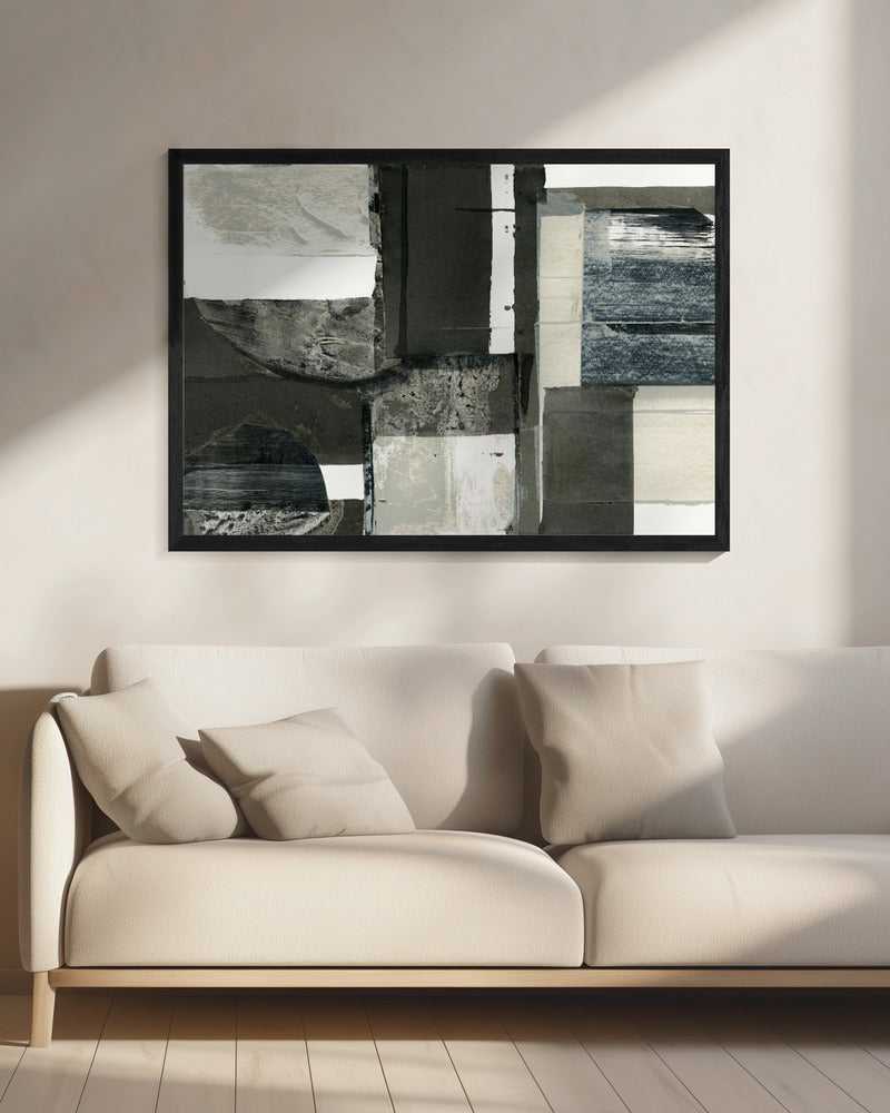 Monochrome schwarze abstrakte Formen Licht 1 | Leinwand