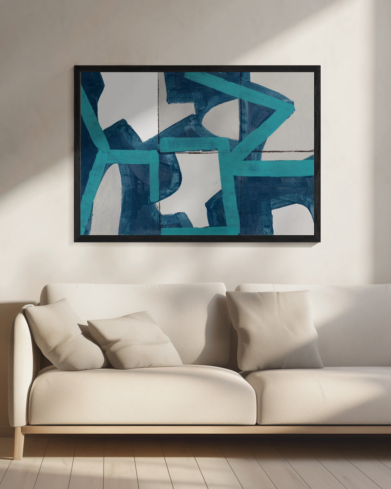 Metrischer blauer abstrakter Kunstdruck | Leinwand