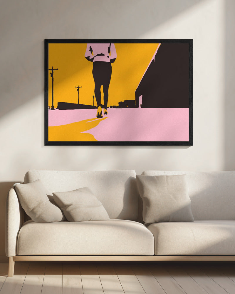 Silhouette einer gehenden Frau | Leinwand