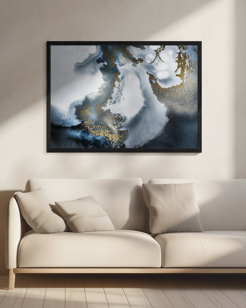 Schwarz-Weiß und Gold „Midnight Motion“ | Leinwand