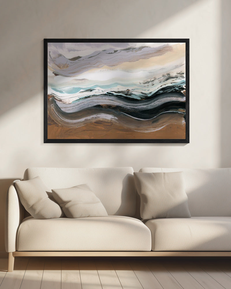 Abstrakte Landschaft Wellen Mokka | Leinwand