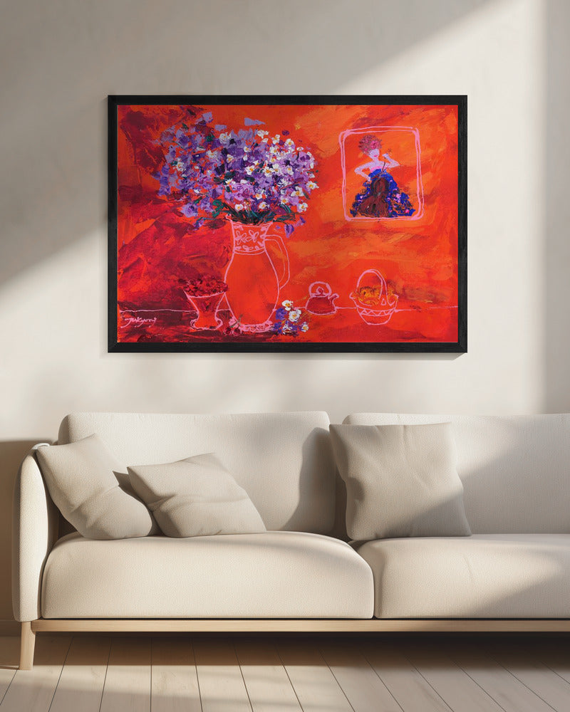 Vase mit Porträt | Leinwand