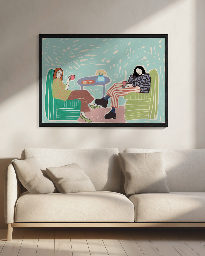 Freunde schlürfen Kaffee | Leinwand