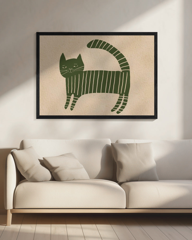 Grünes Katzen-Kinderzimmer | Leinwand