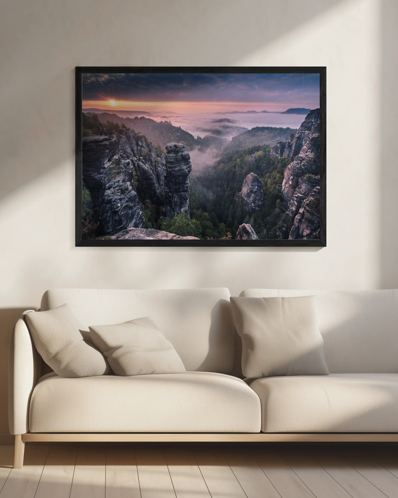 Sonnenaufgang auf den Felsen | Leinwand
