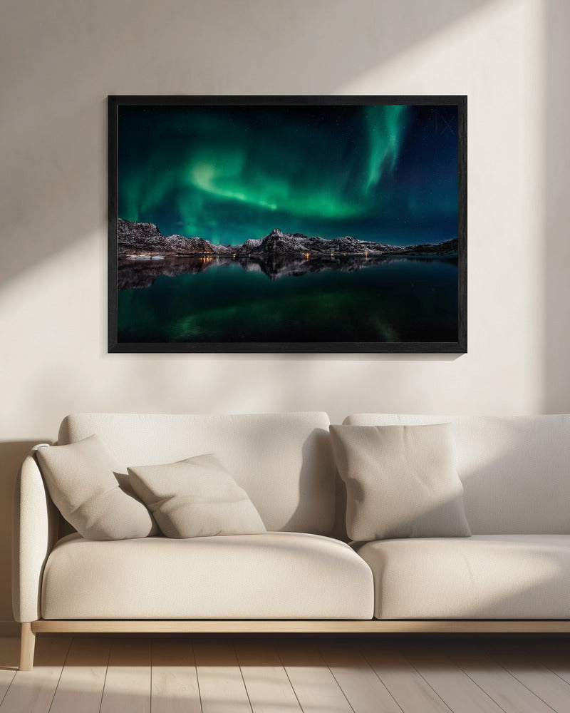 Lofoten Aurora Reflexion | Leinwand
