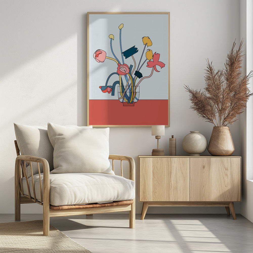 Flowers in a glass vase | Poster