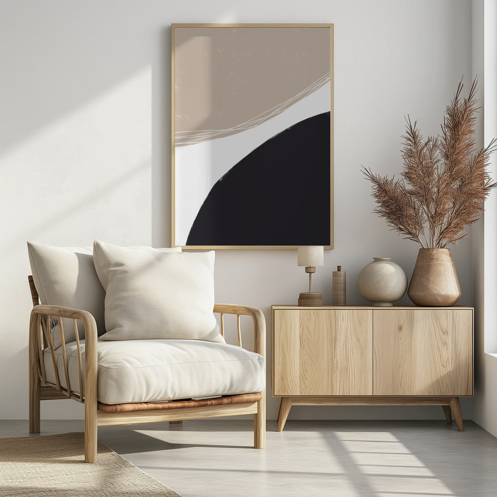 Beige And Black Organic Shapes | Poster