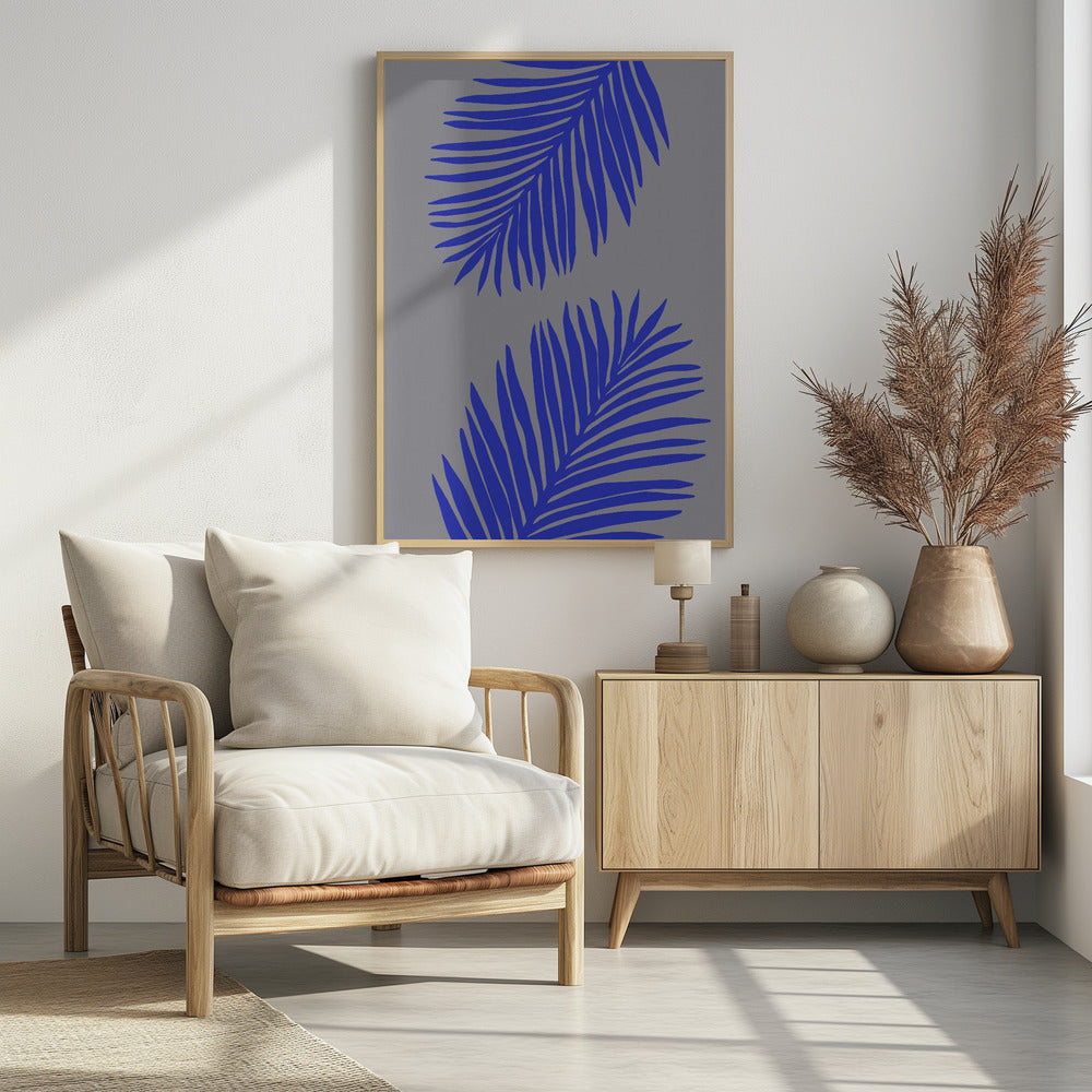 PALM LEAF 02 SOFT GRAY | Poster