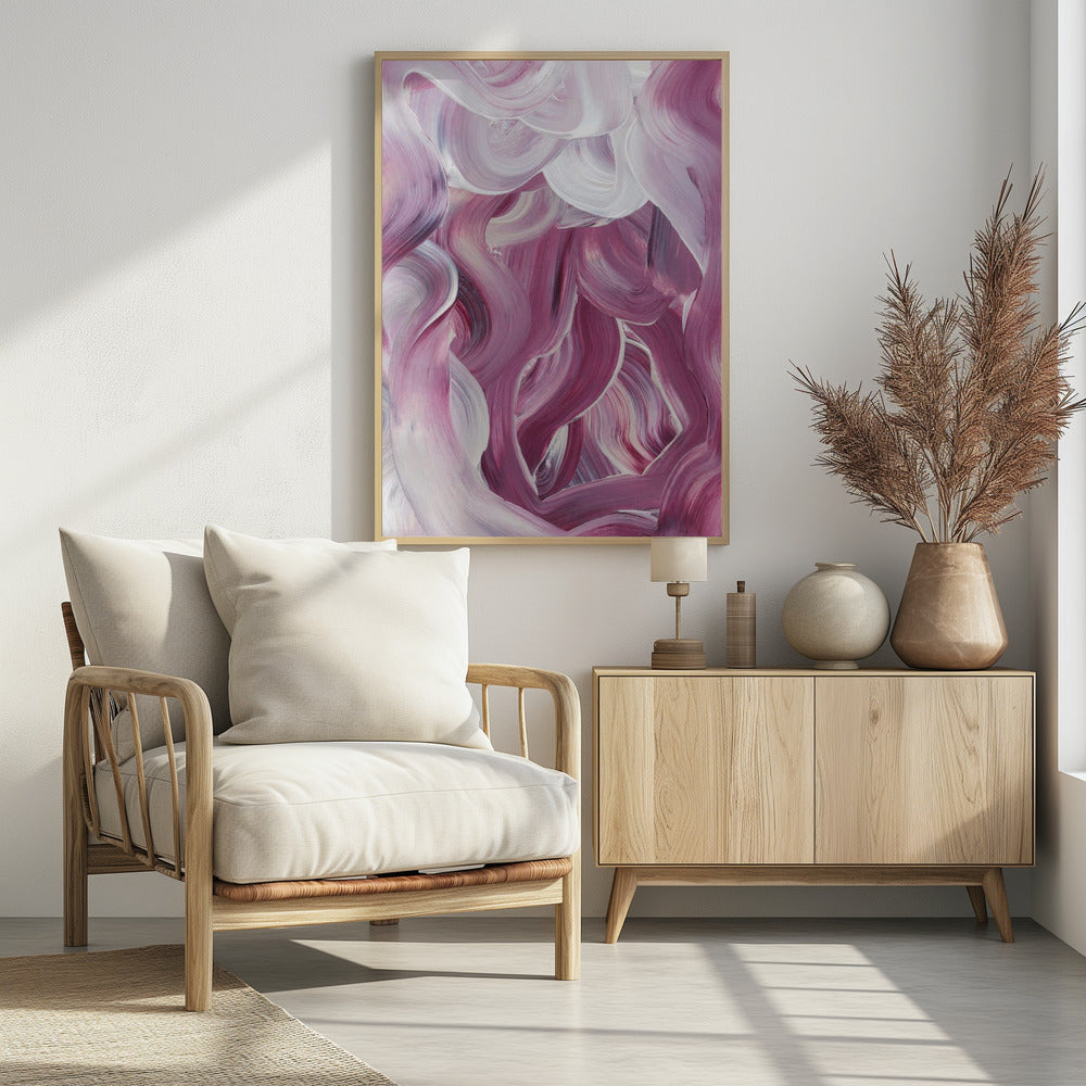 Ausdrucksstarke rosa und weiße Pinselstriche | Poster