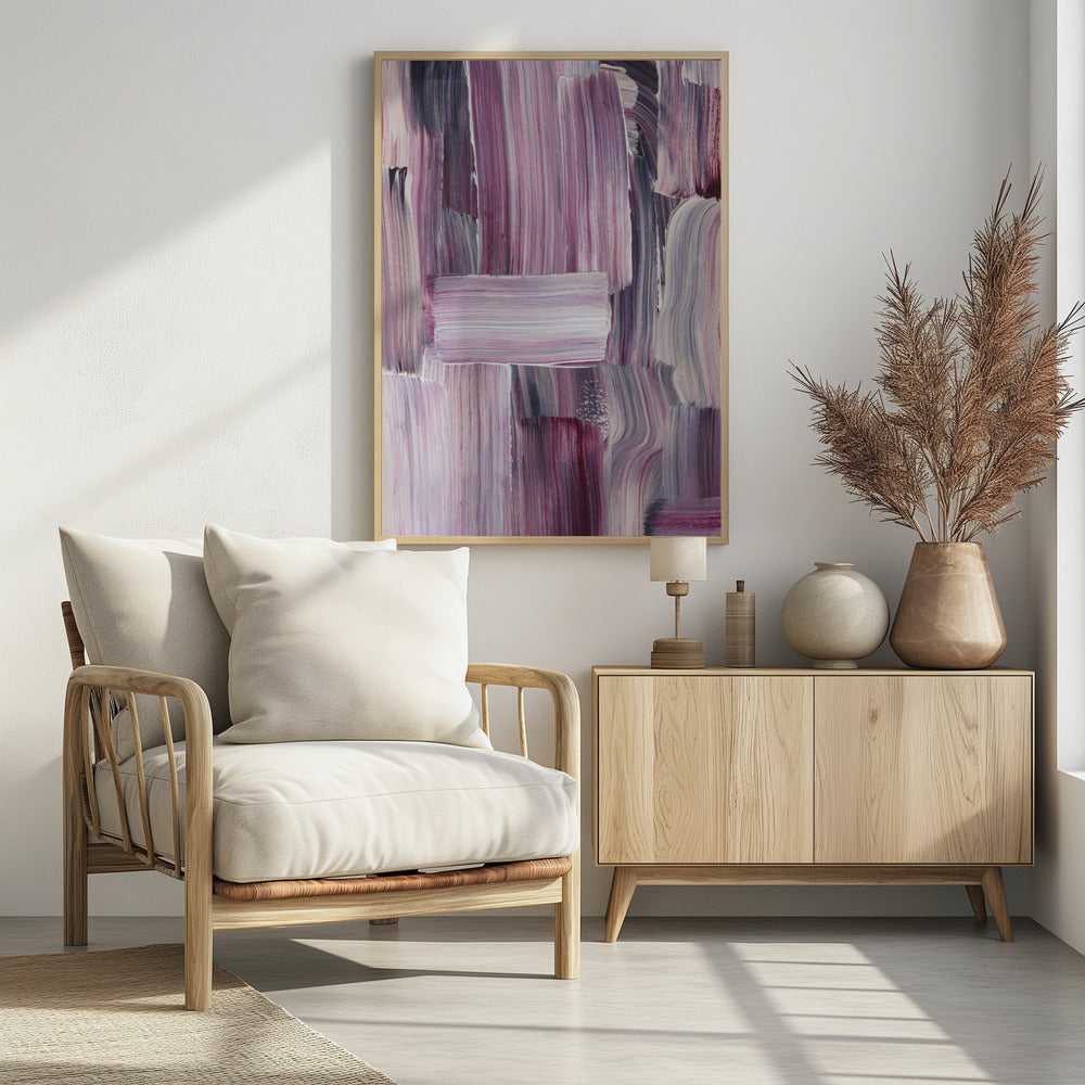 Kräftige Pinselstriche in Violett- und Rosatönen | Poster