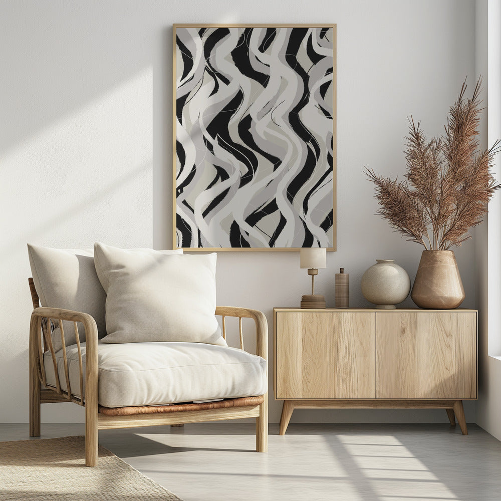 Geschwungene monochrome Wellen | Poster