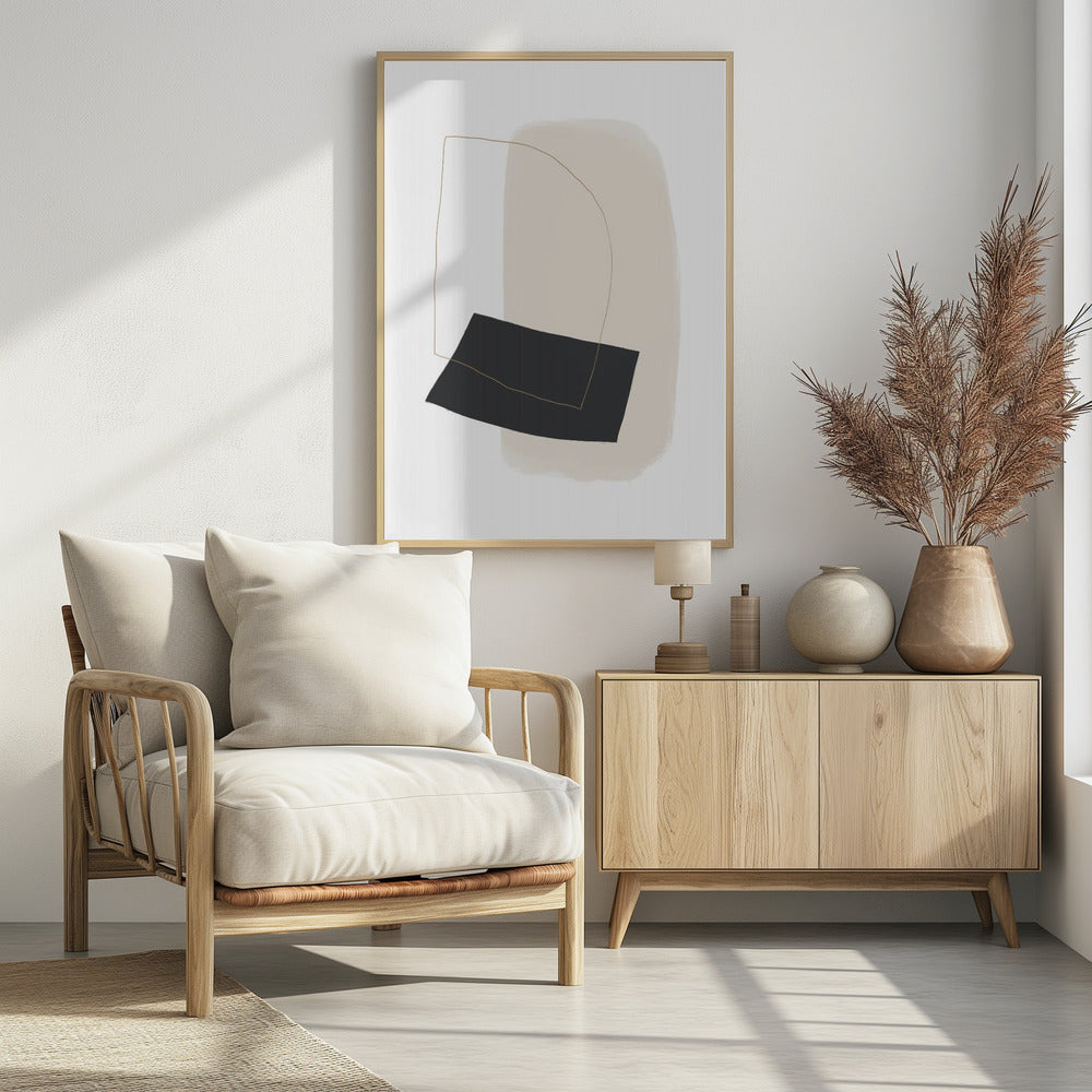 Geometrische Formen und einfache Linien in neutralen Tönen | Poster