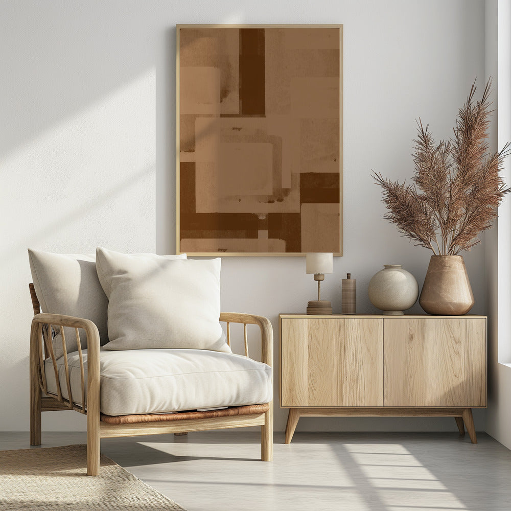 Sepia Geometrischer Fluss | Poster