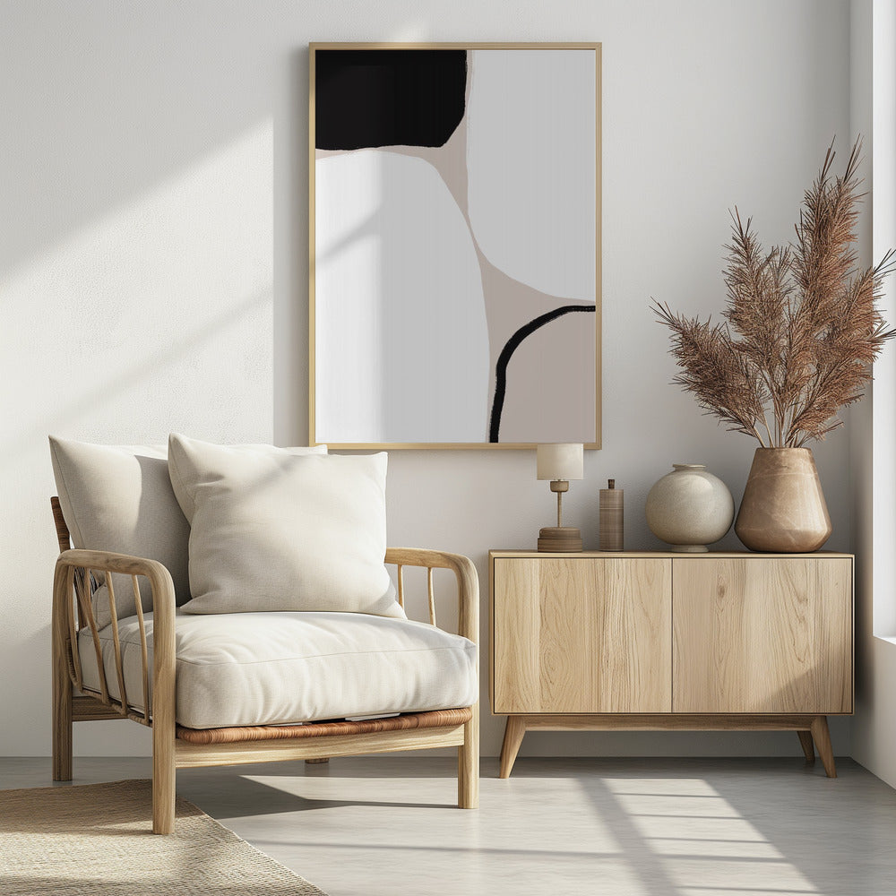 Black And Beige Geometric Shapes | Poster
