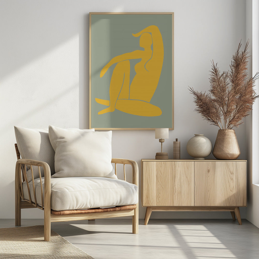 Figur Grün und Gelb Matisse Stil | Poster