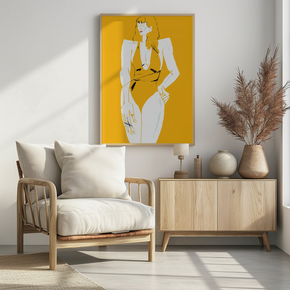 Mädchen im Badeanzug Gelb | Poster
