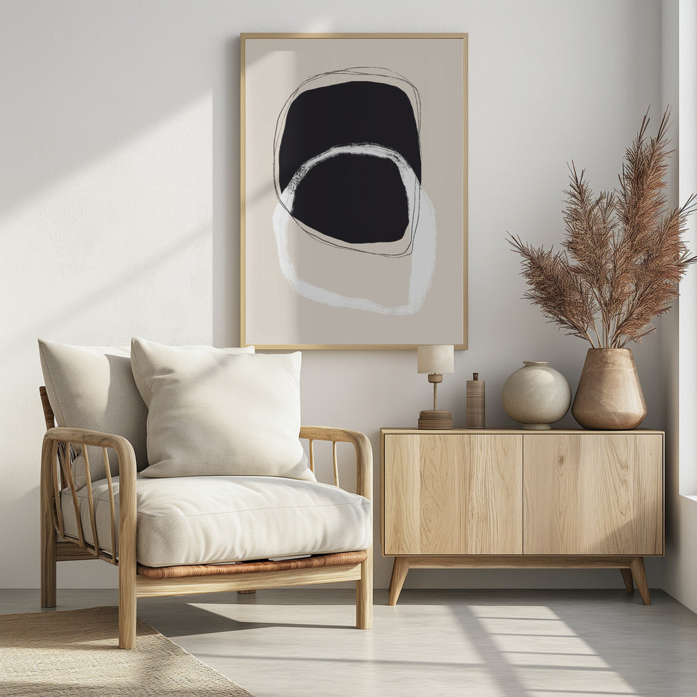 Black And White Shapes With Fluid Lines | Poster