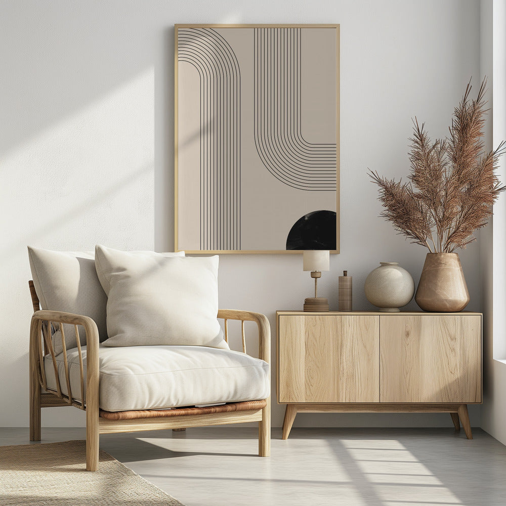 Schwarzes minimalistisches Linienkunst-Poster
