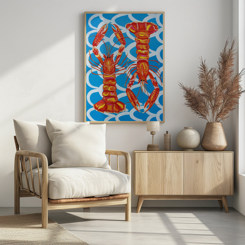 Langoustines On Blue | Poster