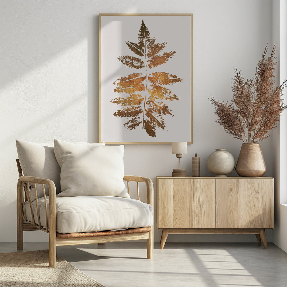 Eichenblattdruck Gold | Poster