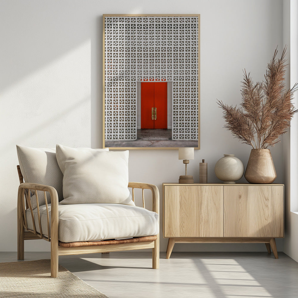 Leuchtend orangefarbene Tür | Poster
