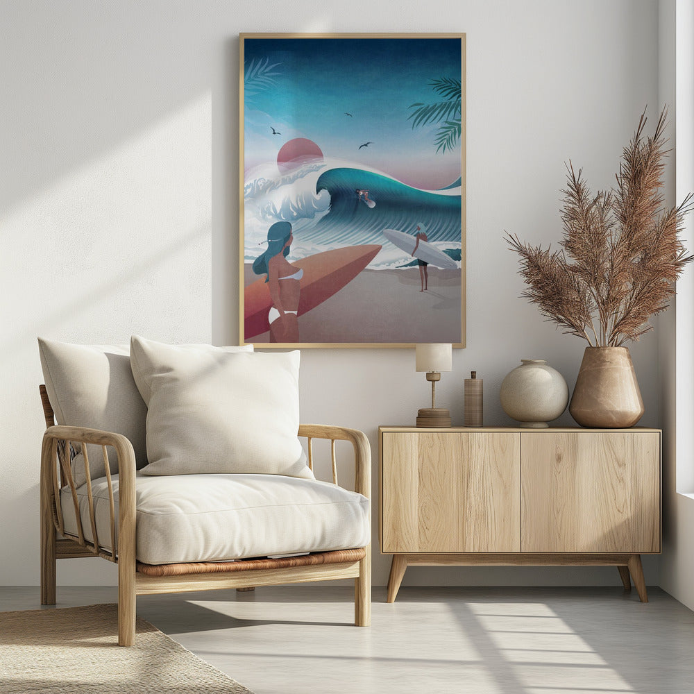 Sonnenuntergang Surfszene | Poster